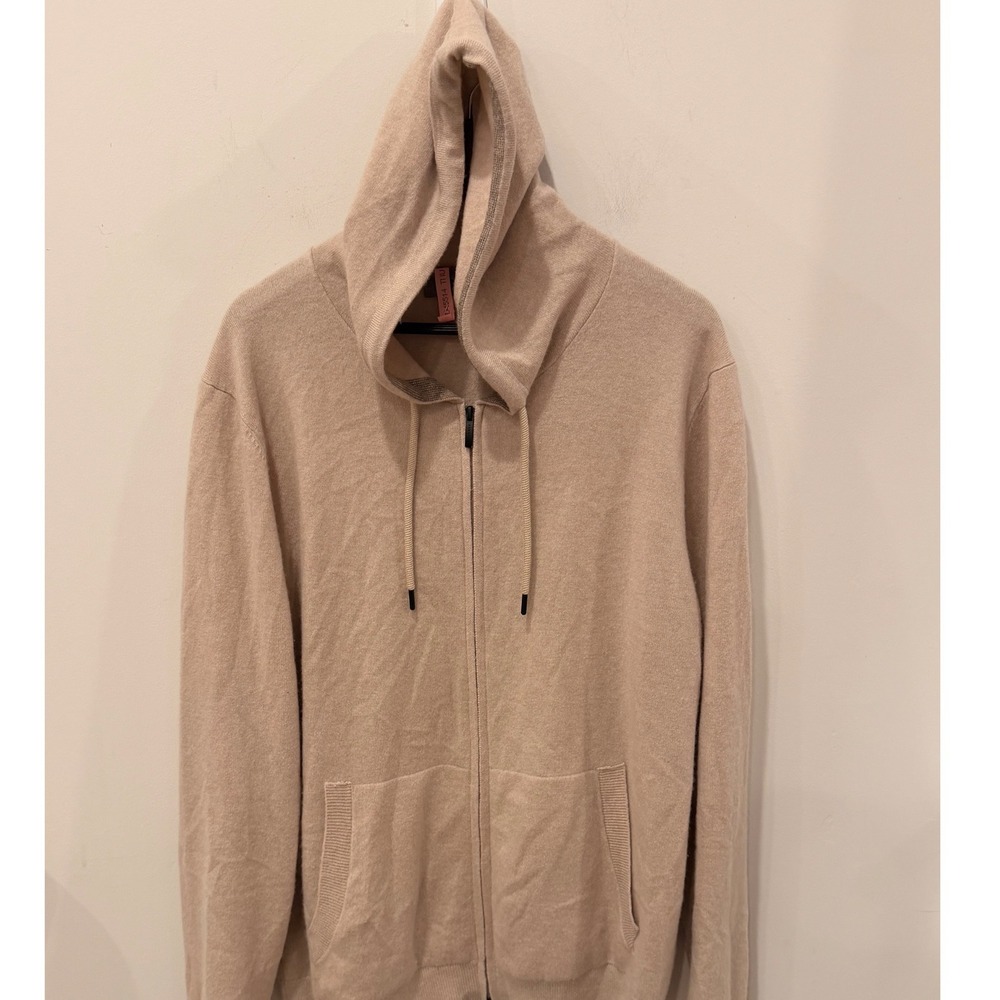 Robert Barakett Men's XL Xander 100% Cashmere Full Zip Hoodie Beige Tan